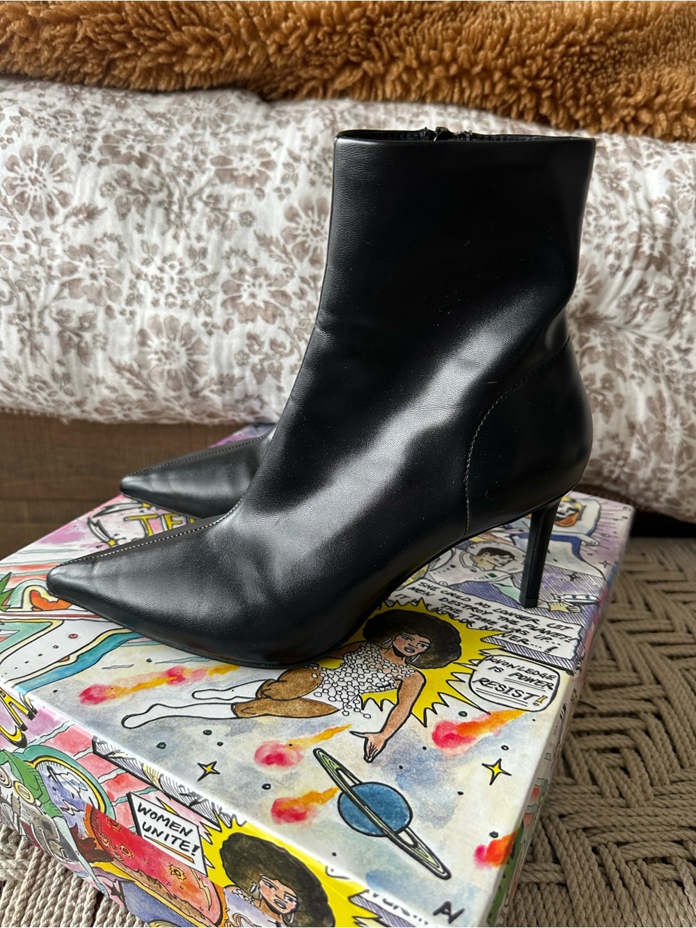 Jeffrey Campbell Black Pointed-Toe Stiletto Ankle Boots